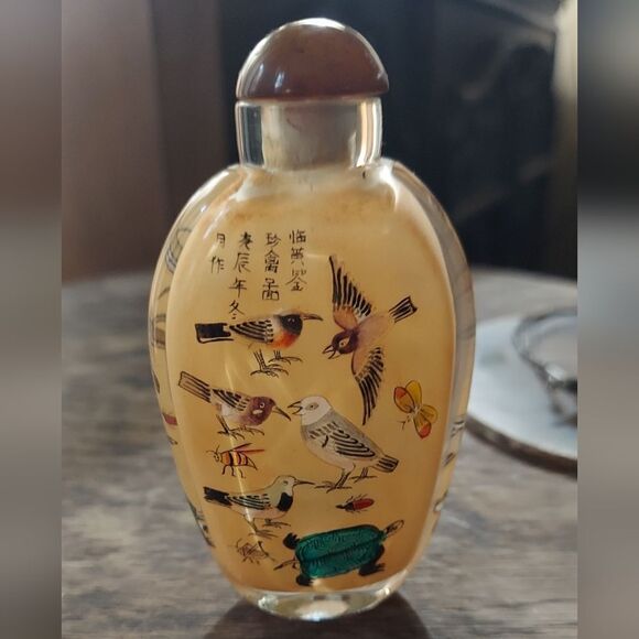 VTG Chinese Glass Snuff Bottle Inside Painting - Picture 2 of 9
